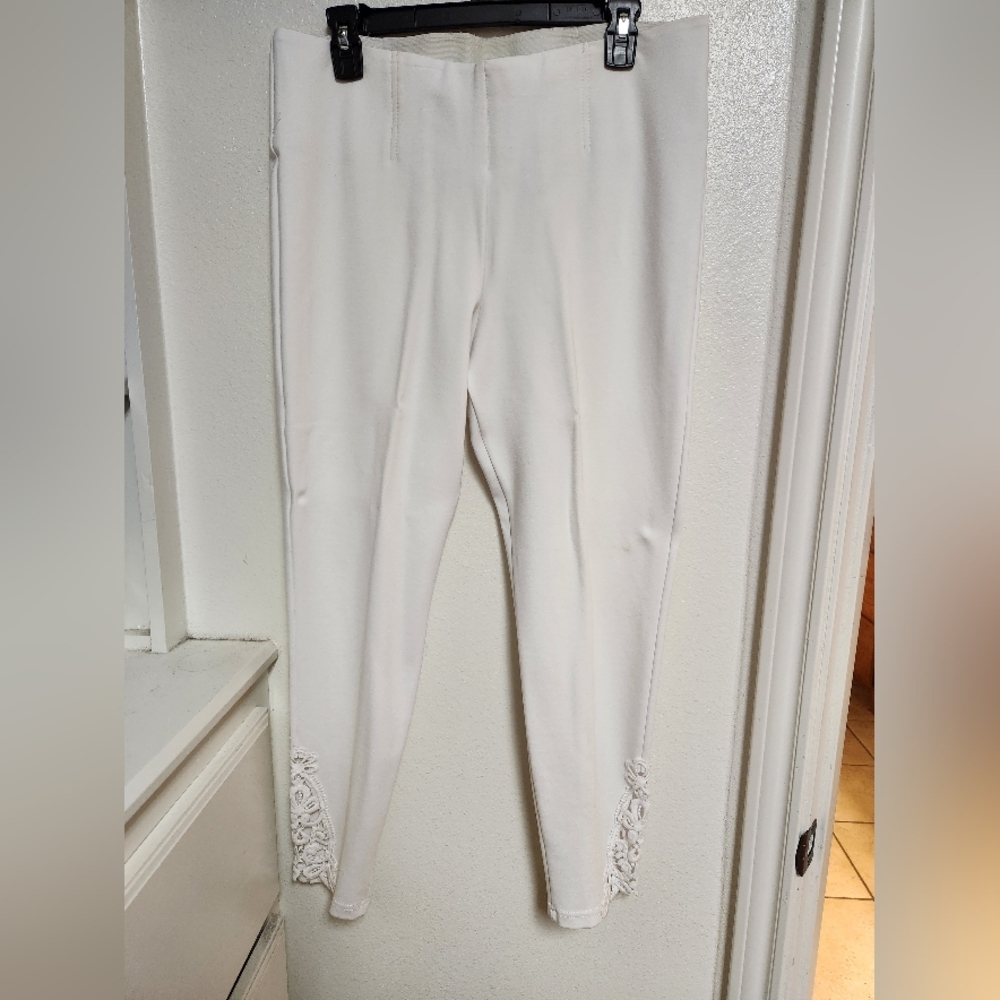 Nygard Slims Tummy Control High-Rise Pull-On White Straight Pants L